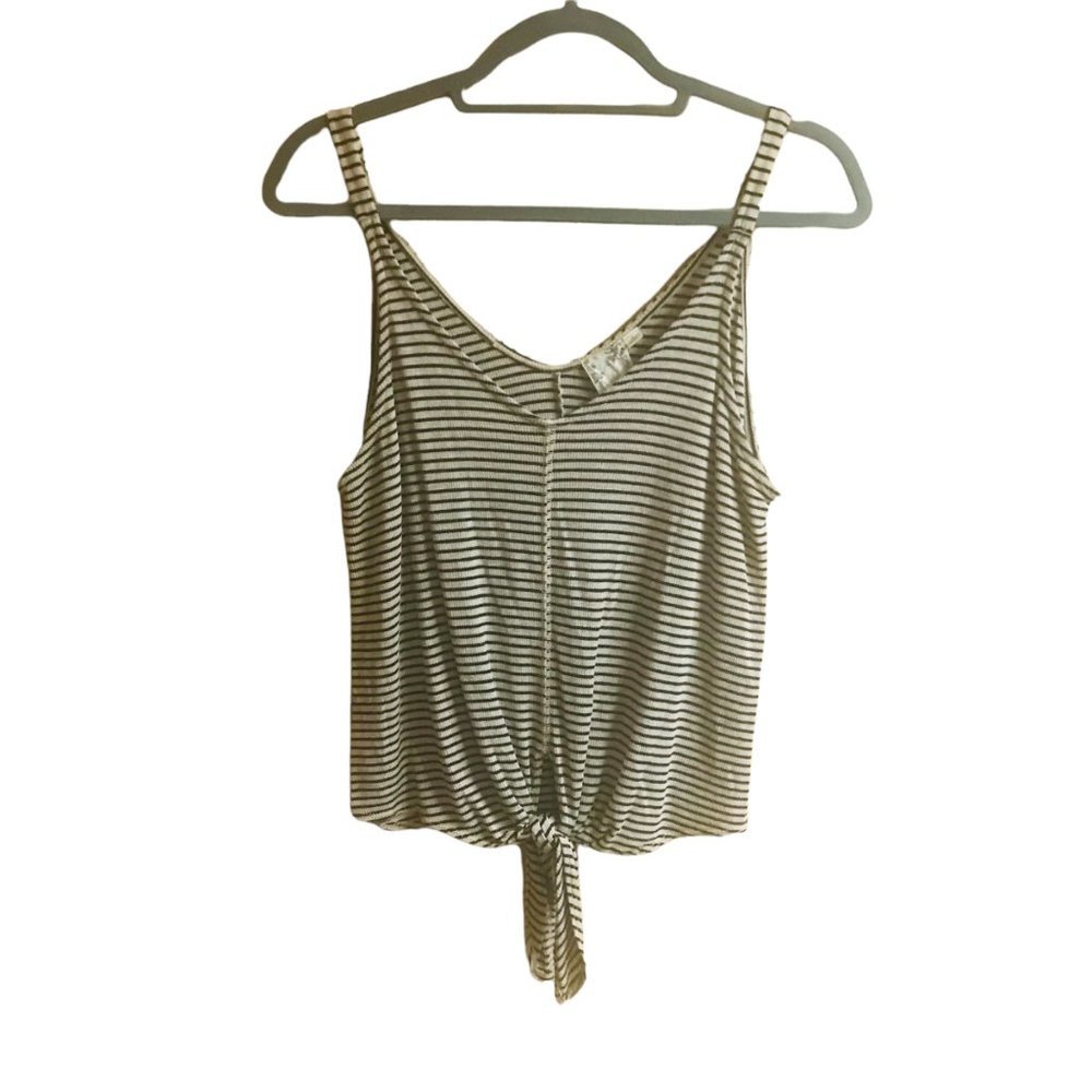 BLU PEPPER Tank Top Striped Front‎ Tie Women Size Small Boho Oversized